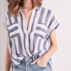 NWT Lucky Brand Stripe Tie Back Button-up Shirt